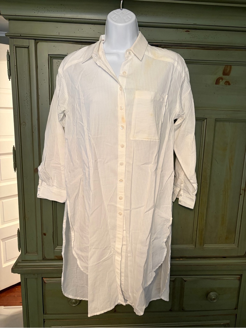 NWT Anthropologie Maeve Ivory Button-Up Shirt Dress